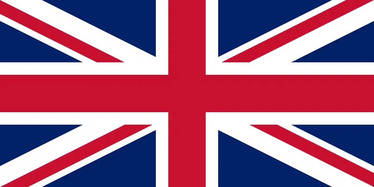 a flag with a cross in the middle with Great Britain in the background<br />
